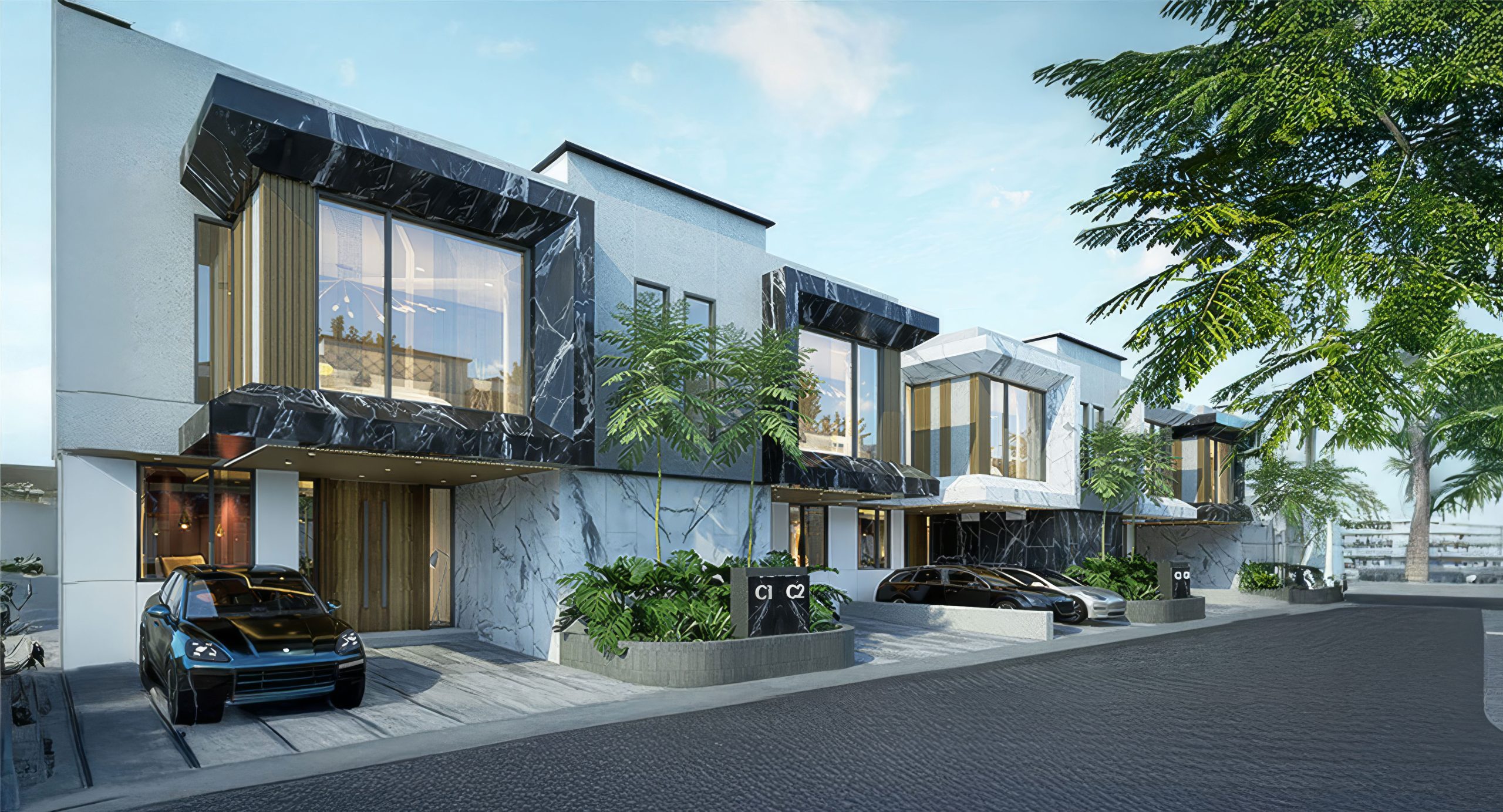 Premium Homes Bali modern luxury house facade with tropical landscaping